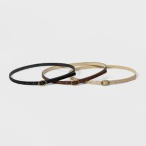 3 skinny faux-leather belts
